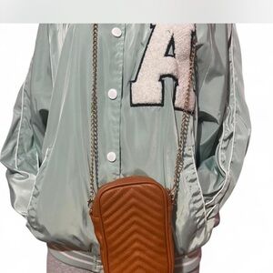 Tan Quilted Crossbody Bag